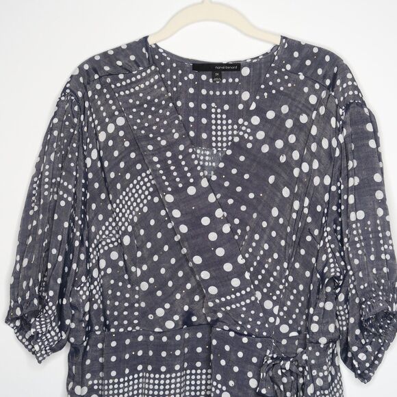 Harve Bernard Wrap Blouse Plus Size 2X Blue Circles Gold Specks NR HBW789P - Picture 5 of 8